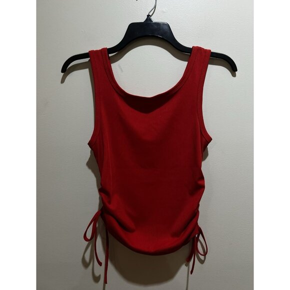 Shein Tank Crop Top Red Ribbed ~ Size Medium - Picture 3 of 5